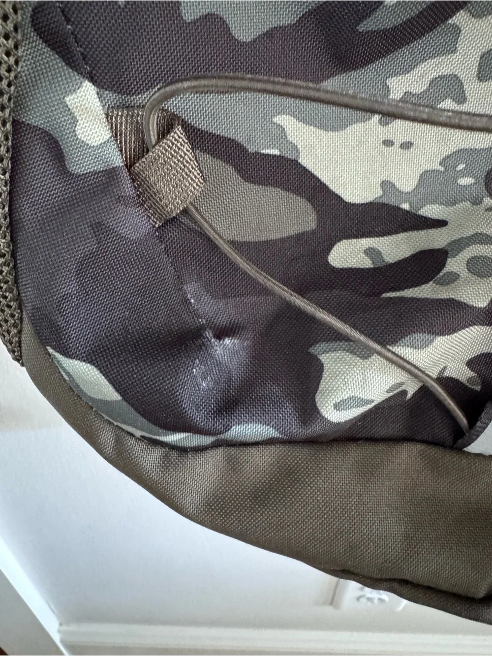 The North Face Grey Camo Kids Backpack with Yellow Logo